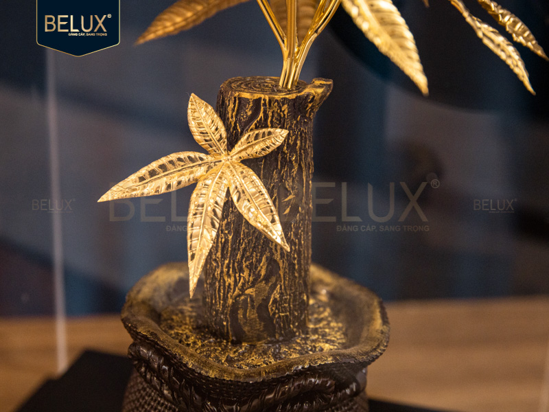 Chậu Cây Kim Ngân Chữ Lộc Dát Vàng 24k